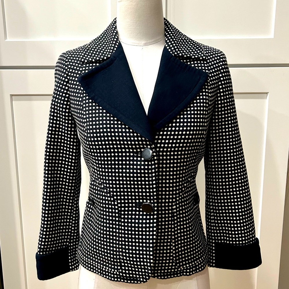 NWOT Talbots Fully Lined Double Button Contrast Polka Dots/Solid Blazer